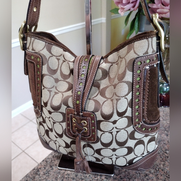 Rare Coach Vintage Perforated Duffle Signature Leather hampton Hobo bag - Picture 15 of 16